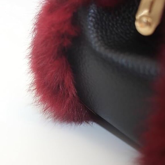 Neiman Marcus Red Rabbit Fur Multicolor Print Clutch Bag - Picture 5 of 5